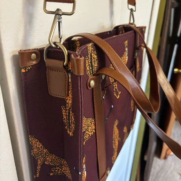 Modcloth Maroon Leopard Print Tote Bag - Picture 9 of 9